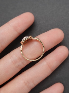 法国古董蓝宝石戒指925镀黄金色