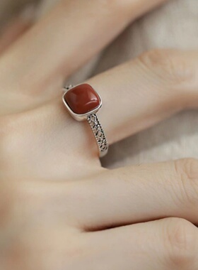 新百搭国潮方糖戒指女复古小众设计镂空蕾丝食指戒送女友指环