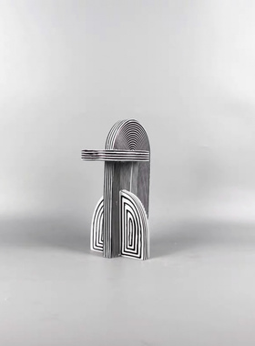 现代简约创意黑白色条纹树脂摆件家居样板房间客厅电视柜软装饰品