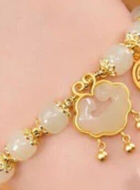 新款网红直播同款和田玉平安锁如