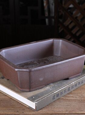 宜兴紫砂大号花盆复古中式柴烧切角大长方盆景绿植桌面现代家居