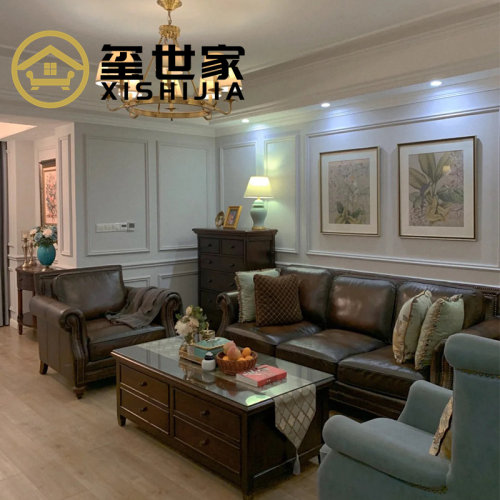 美式全皮沙发奢华客厅实木家具组合高端私人全屋定制别墅样板家具 - 图0