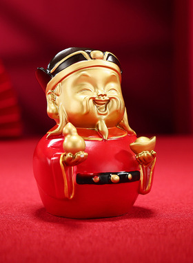 国潮彩铜福禄三寿星一套摆件黄铜