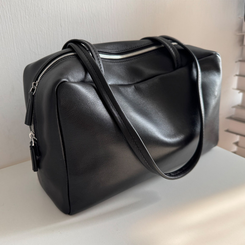 高品质里外全真皮女包~时尚极简手提包羊皮保龄球腋下单肩托特包,淘宝优惠券,粉丝福利购,淘宝优惠卷