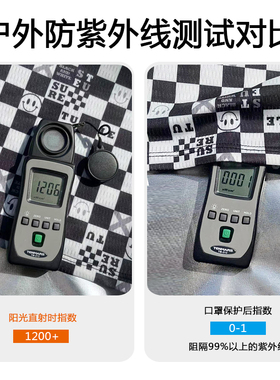 夏季潮牌冰丝男女防晒棋盘格面罩