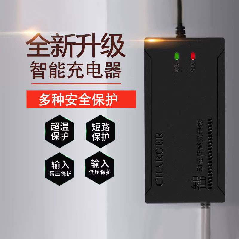 适用雅迪电动车电瓶48v充电器自动断电快充通用12Ah20安60V72V-图0