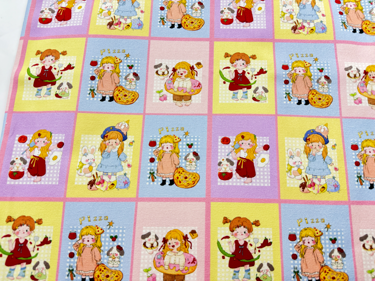 独家版权花色全棉8安帆布水果女孩系列包包肠圈桌布背带裤外套料 - 图2