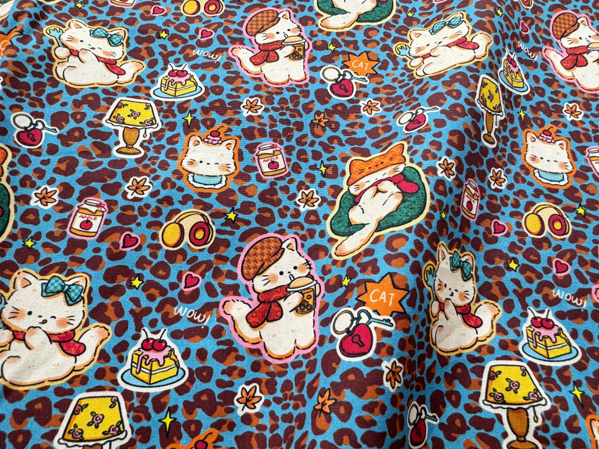 独家版权全棉8安帆布和府绸豹纹猫咪狗狗系列包包桌布背带裤外套,淘宝优惠券,粉丝福利购,淘宝优惠卷