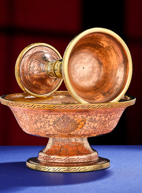 尼泊尔进口手工铜护法杯藏传密宗紫铜杯红铜护法杯小号中号大号