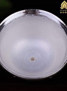 长明灯s925纯银酥油灯座尼泊尔手工雕花烛台酥油灯纯银灯座6cm