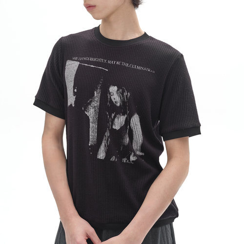 SADSOUP TEE 天丝混纺 螺纹袖摆 轻摇滚印花 四弦坑条 短袖T恤 - 图2