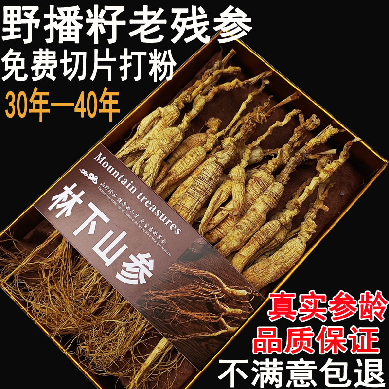 野山参30年野生人参东北长白山林下参林下籽老池底子残参干参人参 - 图0