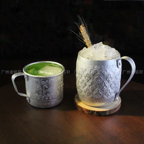 调酒莫斯科骡子杯鸡尾酒锡杯薄荷朱丽普杯刻花轻薄特调带把手酒杯 - 图3