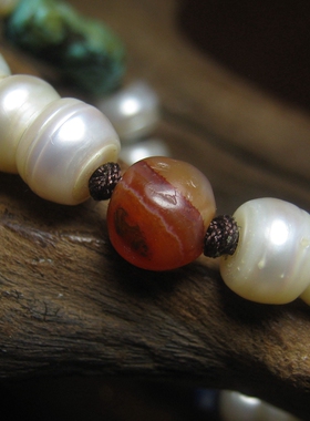 老珍珠松石玛瑙青金石多宝手串