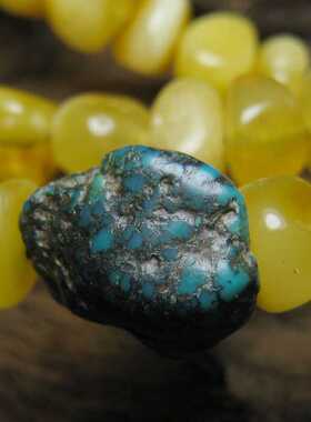 鸡油黄蜜蜡多圈链天然蜜蜡配古珠