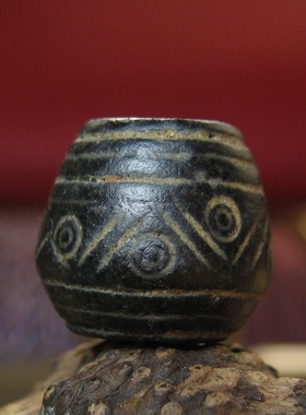 老黑石几何眼睛图腾古珠