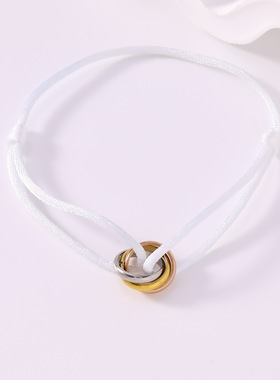 简约三环手链情侣款ins风可调节编织绳手绳百搭手链潮流饰品批发