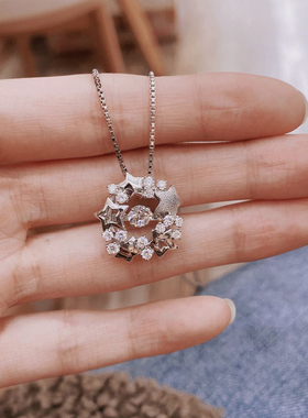 日本进口跳耀宝石项链人造钻石