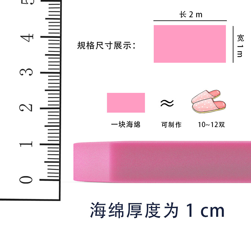 手工棉鞋内衬薄海绵粉色白色冬款拖鞋DIY材料鞋垫毛线编织勾鞋底 - 图1