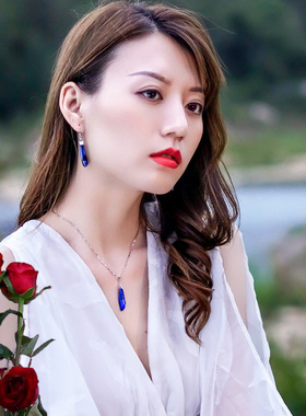 蓝色短款饰品时尚风礼物水滴吊坠