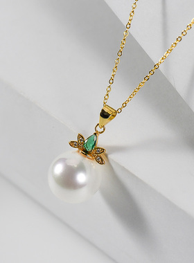 简约贝珠吊坠锁骨链气质女