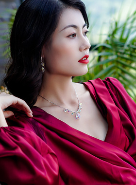 水晶欧美颈链原创银饰品