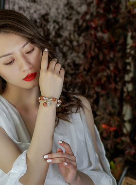 天然太阳石饰品单圈随形复古手链