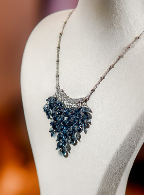 忆奴娇水晶项链流苏多层锁骨链