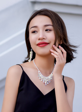 良辰超闪水滴项链时尚大气晚礼服