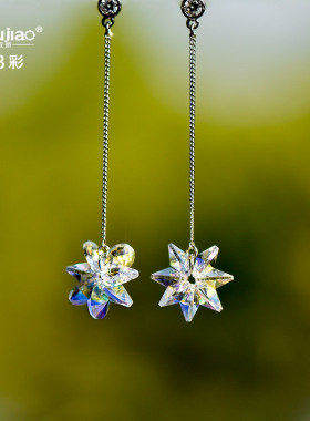 水晶花朵流苏日韩风小清新耳钉