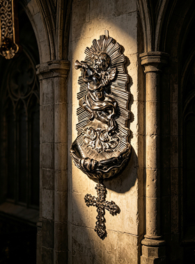 《霜阑》欧式复古vintage丘比特浮雕水台墙面装饰艺术壁挂
