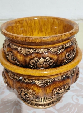 藏式八吉祥酥油茶炒米碗八宝树脂碗酥油茶碗家用木碗民族风摆件