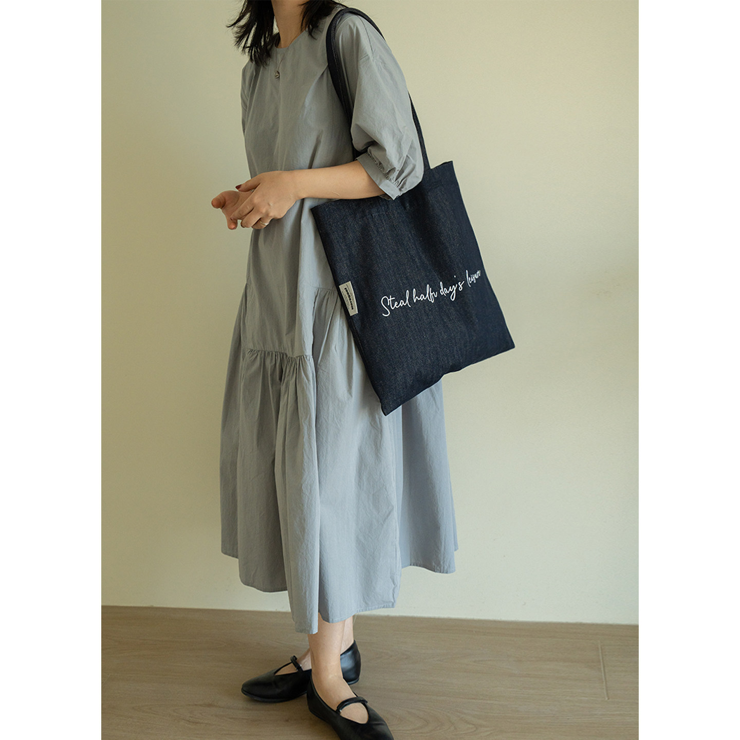 MOREGOOL 25/FW原创 不掉色牛仔印花单肩包 日常耐用大容量托特包,淘宝优惠券,粉丝福利购,淘宝优惠卷