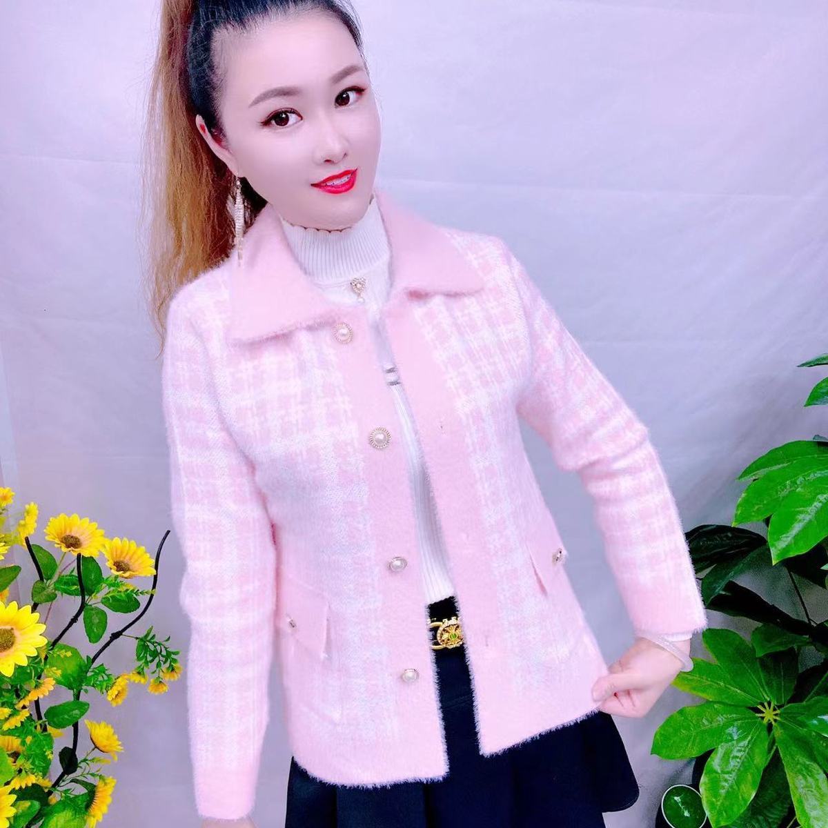 气质外套水貂绒2025加厚小香风秋冬新款洋气潮流开衫网红短款上衣 - 图2