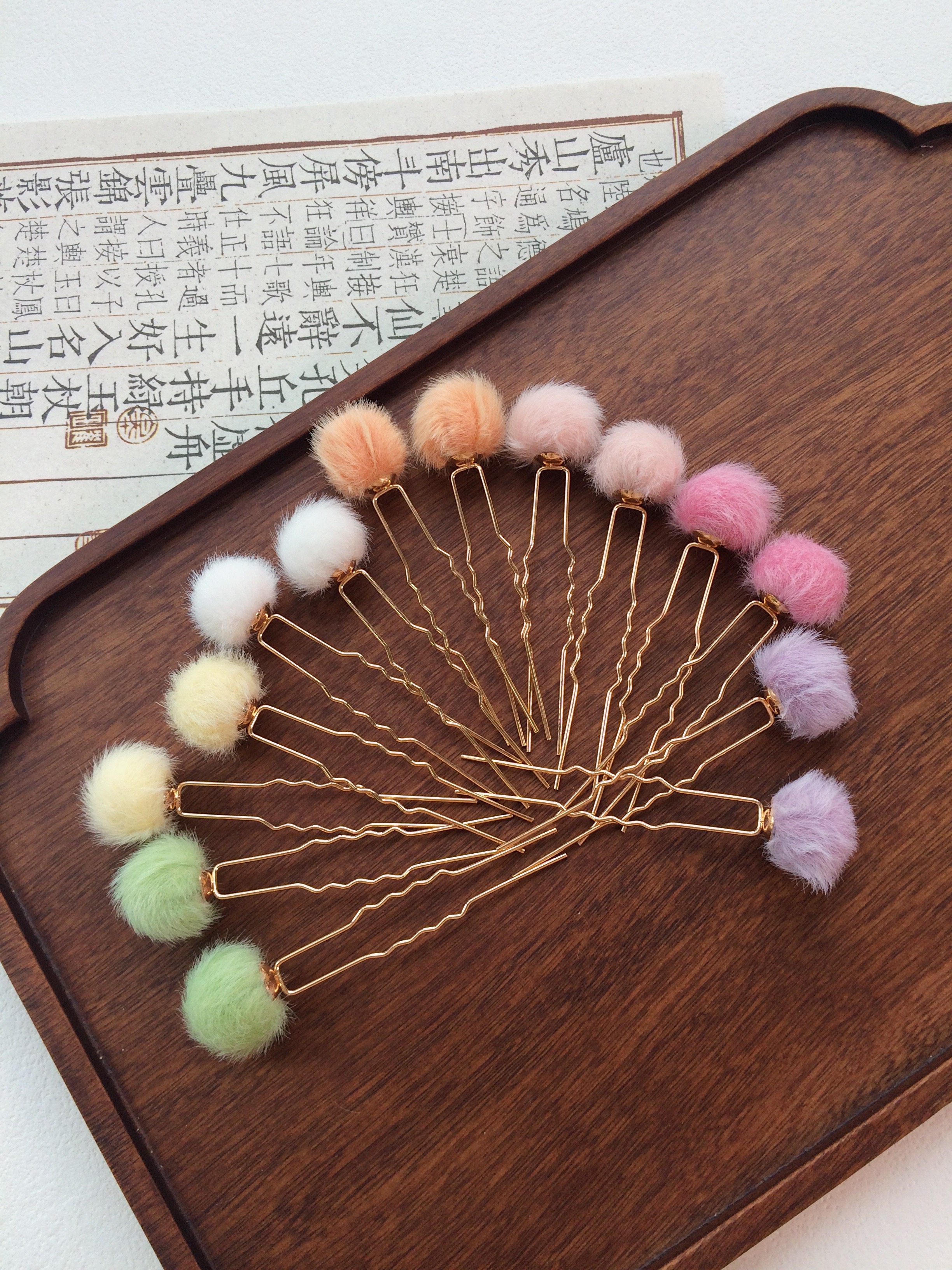 ｛7色毛球｝汉服发饰中国风古风唐风发簪子发钗旗袍古装头饰发夹,淘宝优惠券,粉丝福利购,淘宝优惠卷