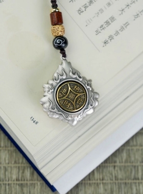 999足银黄财神吊坠汽车钥匙扣挂件纯银包手机挂饰情人节生日礼物