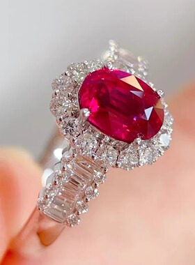 超闪大红宝石鸽子蛋红刚玉戒指
