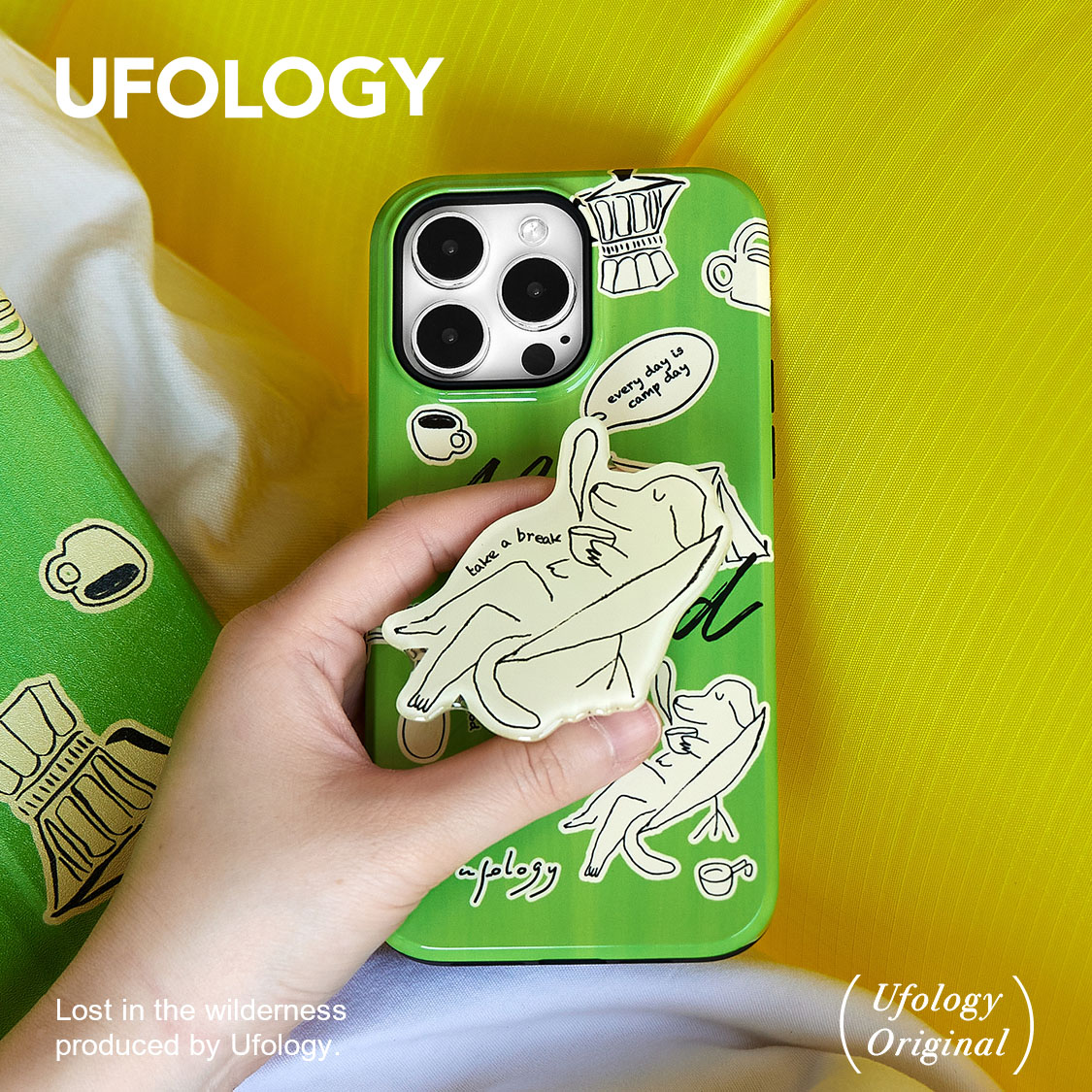 Ufology原创15pro春天露营小狗插画适用iPhone14promax手机壳苹果13pro二合一菲林12韩国进口11全包新款小众 - 图0