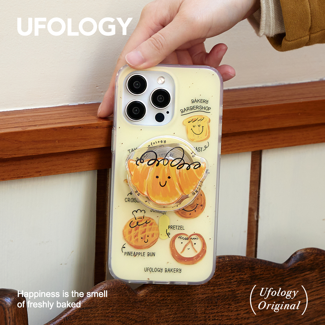 Ufology原创磁吸适用iPhone15promax手机壳14pro苹果13面包全包新款手绘高级支架双层imd全包支架可爱新款 - 图0