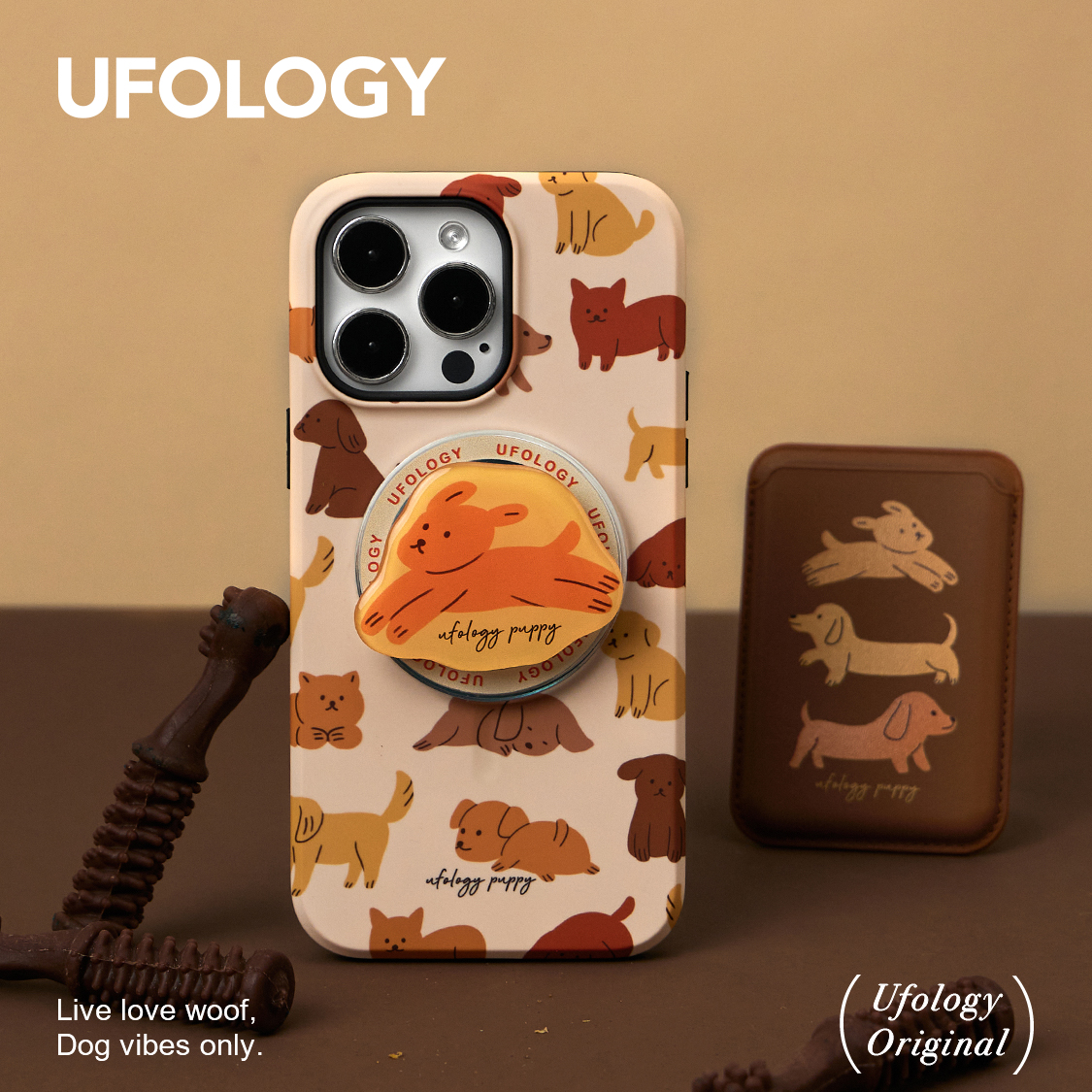 Ufology原创磁吸二合一菲林适用iPhone15promax手机壳14pro苹果13秋冬12小修狗11可爱新款高级棕色卡包支架-图1