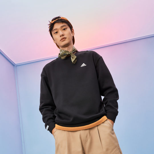 Adidas men and women plus velvet loose sweatshirt pullover