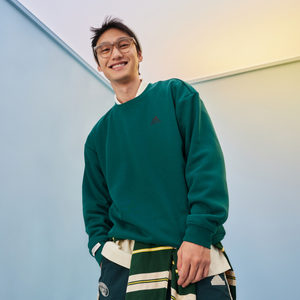 情侣款加绒宽松圆领长袖卫衣套头衫男女秋季adidas阿迪达斯轻运动