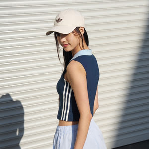 甜酷风针织短款外穿休闲无袖背心女夏季adidas阿迪达斯三叶草