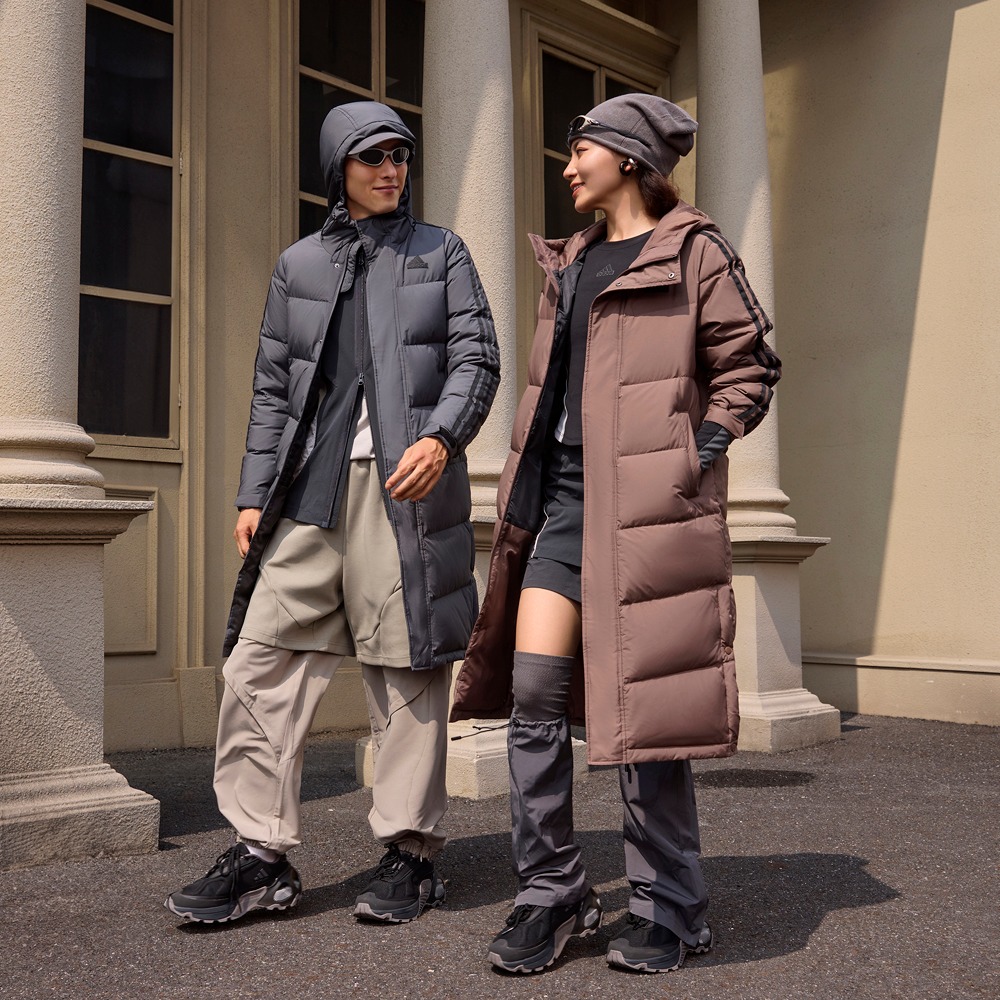 暖「芯」科技600蓬防风保暖长款鸭绒羽绒服adidas阿迪达斯轻运动