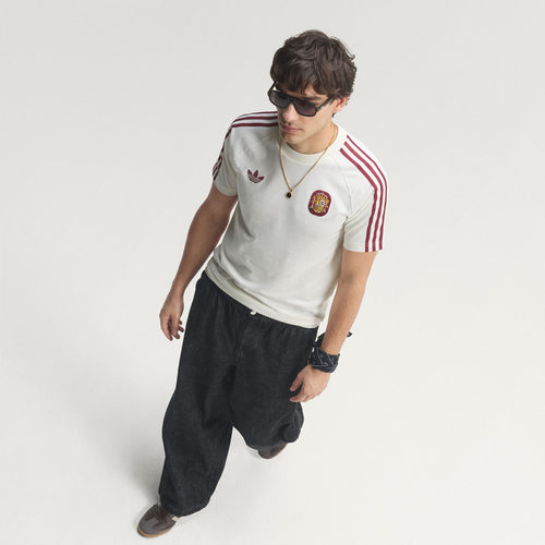 西班牙队复古足球休闲修身文化短袖T恤男装adidas阿迪达斯三叶草 - 图1
