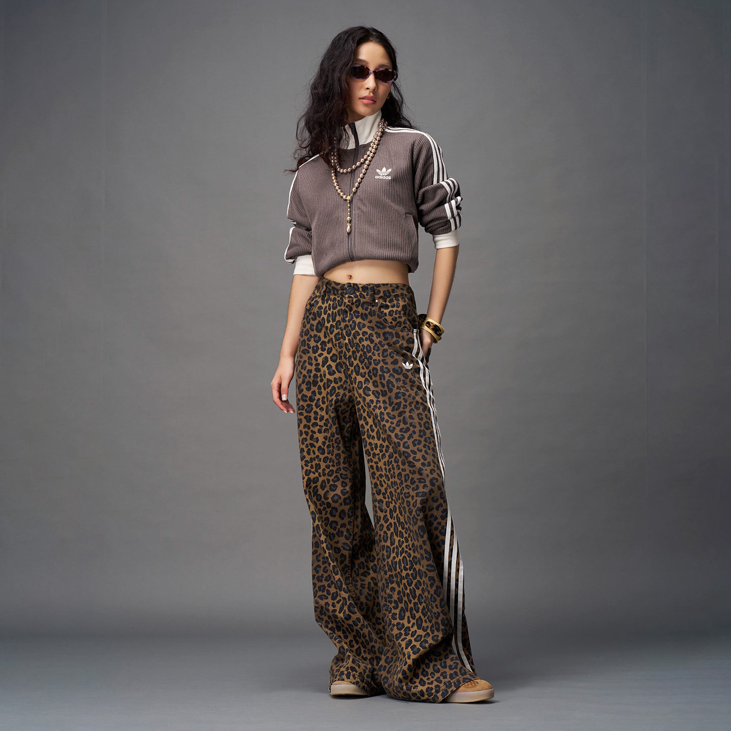 经典宽松豹纹印花三条纹牛仔运动裤女装adidas阿迪达斯官方三叶草,淘宝优惠券,粉丝福利购,淘宝优惠卷