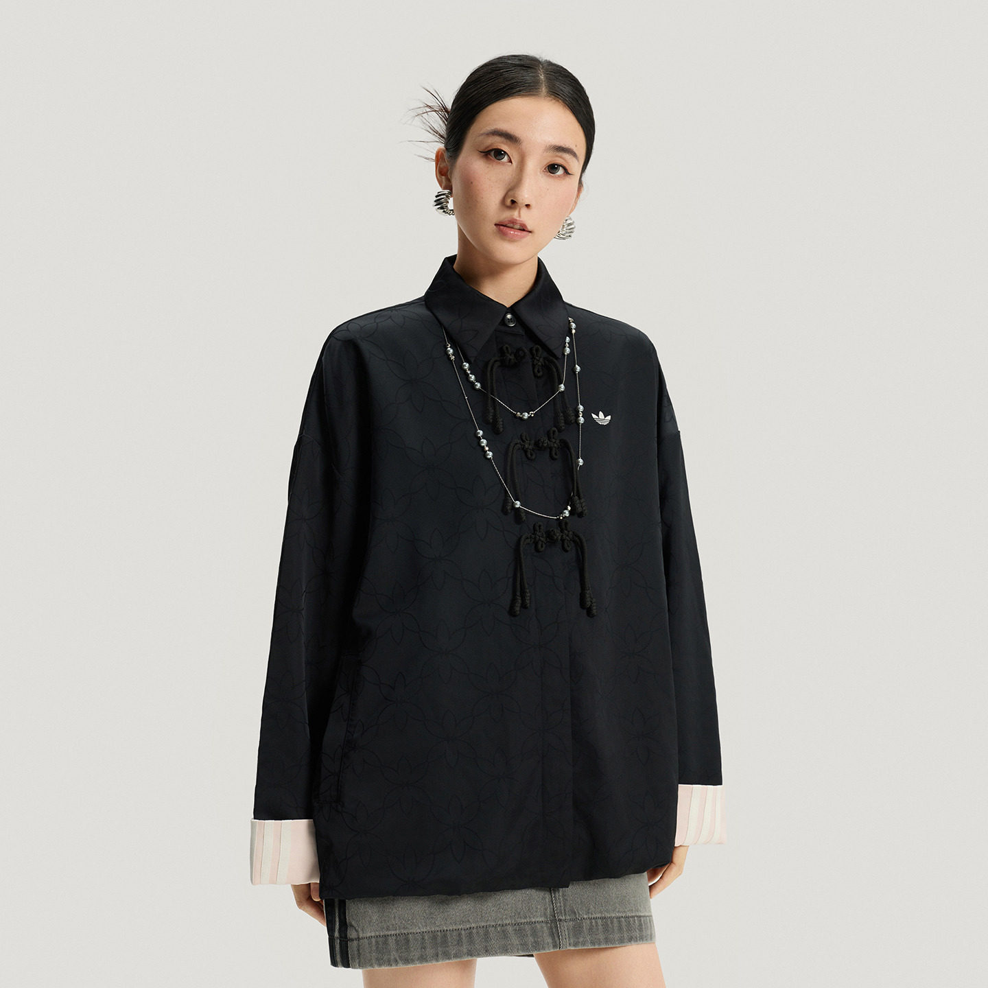 新中式提花休闲宽松运动夹克外套女装秋季adidas阿迪达斯三叶草,淘宝优惠券,粉丝福利购,淘宝优惠卷