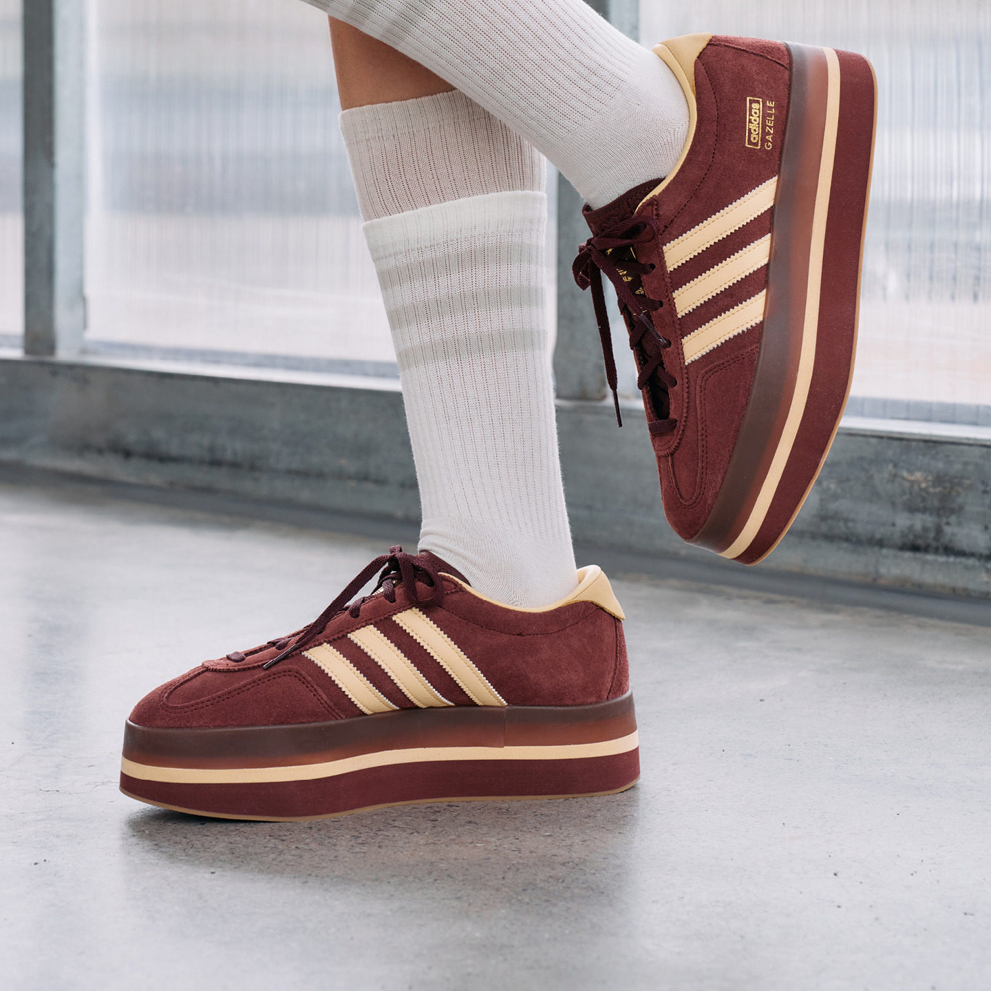 「T头鞋」GAZELLE STACK W厚底经典运动鞋女adidas阿迪达斯三叶草,淘宝优惠券,粉丝福利购,淘宝优惠卷