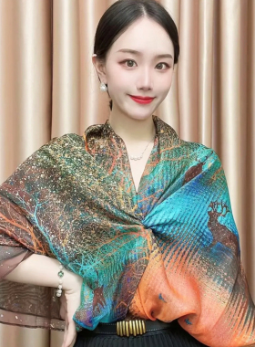 春秋冬女云纹纱纱巾丝巾围巾