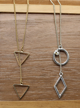 日韩风简约几何图形项链女长款